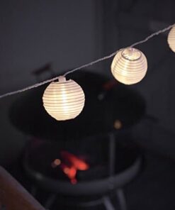 Catena di 20 luci LED con lanterne in tessuto impermeabile bianco per uso interno ed esterno di Lights4fun