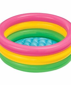 Intex 58924 – Piscina Baby 3 Anelli, 86 x 25 cm, Rosa/Giallo/Verde