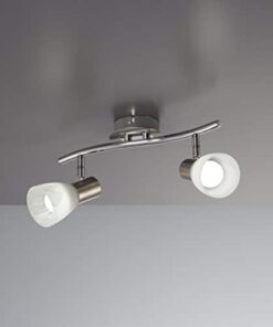 B.K.Licht Plafoniera LED con faretti orientabili I lampada da soffitto moderna con 2 luci I metallo color nickel opaco e vetro I incl. 2 lampadine da 5W I 230V I E14 I IP20