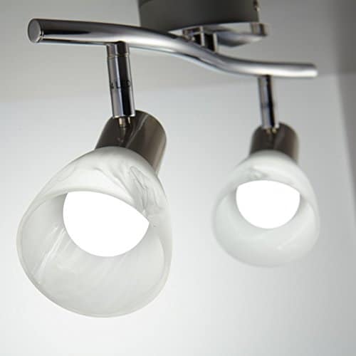 B.K.Licht Plafoniera LED con faretti orientabili I lampada da soffitto moderna con 2 luci I metallo color nickel opaco e vetro I incl. 2 lampadine da 5W I 230V I E14 I IP20