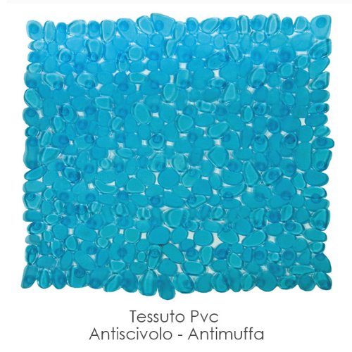 MAURER Tappeto bagno azzurro con ventose antiscivolo e antimuffa Pvc cm 54×54