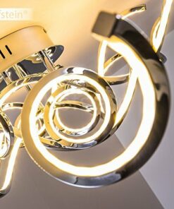 Plafoniera LED Moderna Pasadena – Lampadario a Soffitto con Spirali Color Cromo dal Design Originale – Lampada Efficiente e Luminosa adatta per Salotto Soggiorno Camera da Letto con Onde