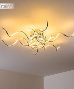 Plafoniera LED Moderna Pasadena – Lampadario a Soffitto con Spirali Color Cromo dal Design Originale – Lampada Efficiente e Luminosa adatta per Salotto Soggiorno Camera da Letto con Onde