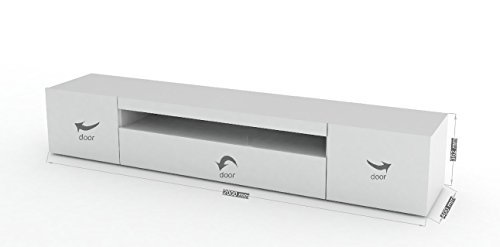 Porta tv moderno Mojito, mobile soggiorno Bianco, portatv design.Dimensioni in cm (L-A-P): 200 – 36,2 – 40