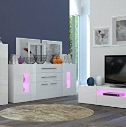 Porta tv moderno Mojito, mobile soggiorno Bianco, portatv design.Dimensioni in cm (L-A-P): 200 – 36,2 – 40
