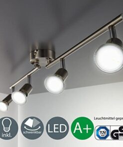 Faretti LED da soffitto orientabili I plafoniera moderna da soffitto per l’illuminazione da interno I luce calda I corpo metallo, color nickel opaco I include 4 lampadine da 3W GU10 230V IP20