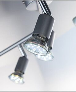 Faretti LED da soffitto orientabili, include 6 lampadine GU10 da 3W, luce calda 3000K, plafoniera moderna a bracci da soffitto per l’illuminazione da interno, metallo color titanio, 230V, IP20