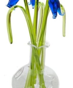 Scultura In vetro, a forma di fiori in campanula blu in vaso