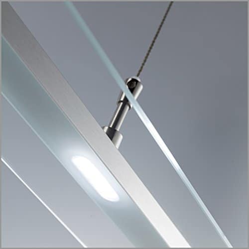Lampadario LED a sospensione, luce dimmerabile, lampada da soffitto regolabile in altezza per cucina, luce calda, metallo color nickel opaco e vetro, 1 luce LED integrata 20W I 230V I IP20