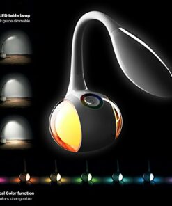 WILIT T3 Lampada da Scrivania LED, Luce Multicolore Regolabile RGB, 3 Livelli Dimmerabili, Lampada da Tavolo con a collo d’oca, Controllo Tattile, 5W, Bianca