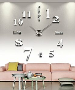 X-Rui Moderno fai da te grande parete 3D Sticker orologio per Arredo Casa Ufficio Argento