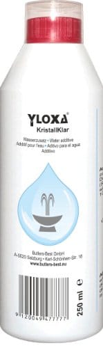 Yloxa KristallKlar – additivo concentrato per fontane, pareti e colonne ad acqua, cascate e nebulizzatori in ambienti interni ed esterni – bottiglia da 250 ml