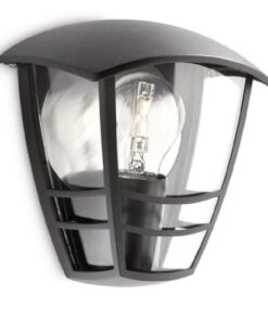 Philips Creek Lampada da Parete da Esterno, Lanterna Luce Diffusa, senza lampadina, Alluminio, Nero