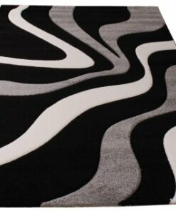 Paco Home Tappeto di Design Motivo Ondulato Orlo Lavorato A Mano nei Colori Nero Grigio Bianco, Dimensione:120×170 cm
