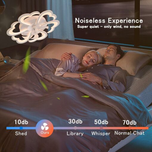 Fiore Ventilatore Da Soffitto Con Luce E Telecomando,Dc 6 Velocità Lampadario Con Ventilatore Da Soffitto,Led Dimmerabile,Funzione Di Memoria Silenzioso,Per Soggiorno Camera Da Letto,App,Bianco