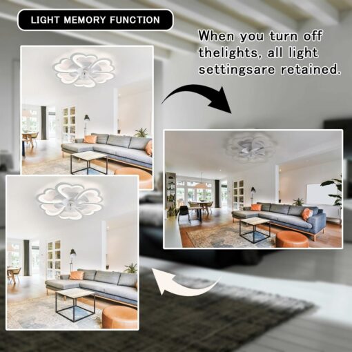 Fiore Ventilatore Da Soffitto Con Luce E Telecomando,Dc 6 Velocità Lampadario Con Ventilatore Da Soffitto,Led Dimmerabile,Funzione Di Memoria Silenzioso,Per Soggiorno Camera Da Letto,App,Bianco