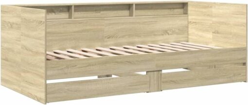 Festnight Divano Letto Singolo, Letto Singolo con Contenitore, Struttura Divano Letto, Divano Letto con Cassetti, in Legno Multistrato Rovere Sonoma 75x190 cm