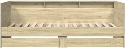 Festnight Divano Letto Singolo, Letto Singolo con Contenitore, Struttura Divano Letto, Divano Letto con Cassetti, in Legno Multistrato Rovere Sonoma 75x190 cm