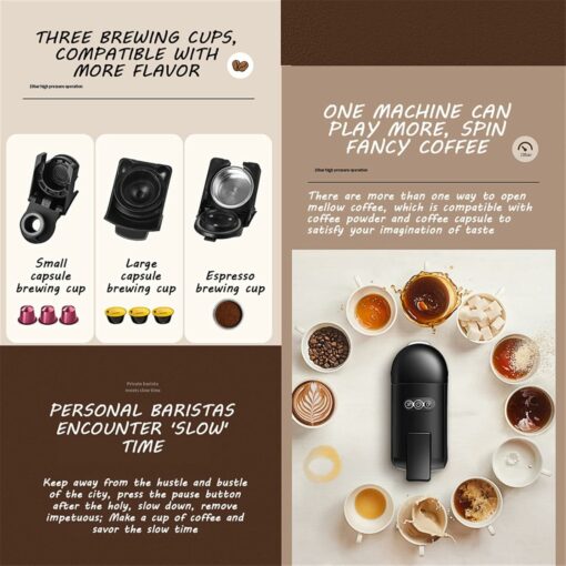 KKMNDE Macchine da caffè Macchina da caffè a Capsule Macchina per caffè Espresso Automatica Domestica Piccola Macchina per Bevande da Ufficio Tazza Piccola/Grande
