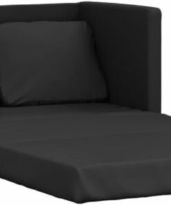 Keyroto Divano Letto 2 posti Divano Letto Una Piazza e Mezza Divano Due posti Divano Convertibile in Letto Divano Letto da Terra 2 in 1 Similpelle-Nero-112x174x55cm-2