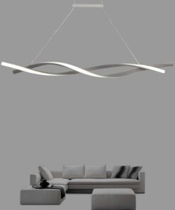 LAIDEPA Lampada a Sospensione LED Dimmerabile con Telecomando Luce Pendente Moderno Creativo Spirale Design Lampadario per Isola della Cucina Bar Sala da Pranzo Salotto Loft,Gray,L120CM