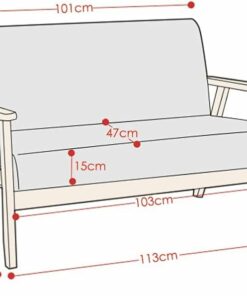 Dripex Divano a 2 posti, in tessuto, moderno e scandinavo, divano lounge in legno e tessuto di lino, per soggiorno, camera da letto, ufficio, grigio scuro, 113 x 67 x 75 cm, Grigio Scuro