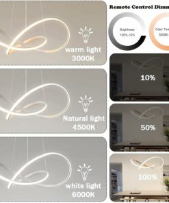 30W Lampada a Sospensione, LED Lampadario Plafoniera Dimmerabile 3000K-6000K, Lampadario Camera da Letto Regolabile in Altezza Appendere le Luci for la Sala da Pranzo, Soggiorno, Isola Della Cucin